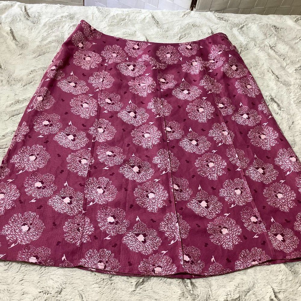 style & company pink floral linen a-line skirt size 12